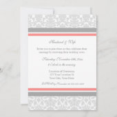 Coral Damask Photo Invitations Renouvellement de V (Dos)