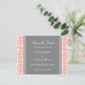 Coral Damask Save the Date Wedding Briefkaarten (Staand voorkant)