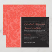 Coral Damask Wedding Invitations Kaart (Voorkant / Achterkant)
