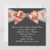 Coral Diamond Sweet 16 Anniversaire Invitations (Dos)