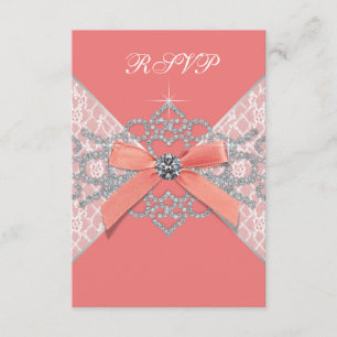 Coral Diamonds Coral Sweet 16 Invitation de répons