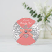 Coral Diamonds Coral Verjaardagsfeest Kaart (Staand voorkant)