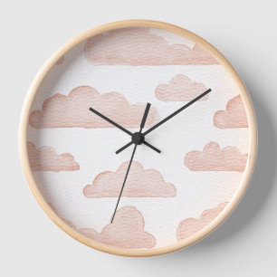 Coral Dreamtime Waterverf Wolken Wandklok