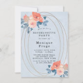 Coral Dusty Blue Gold Invitations de la partie (Devant)