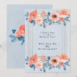 Coral Dusty Blue Gold zal mijn Bridesmaid zijn Kaart