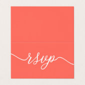 Coral, eenvoudig script en foto-RSVP-kaart Visitekaartjes (Buitenkant ongevouwen)