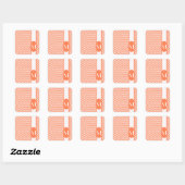 Coral Elegant Chevron Design met monogram Vierkante Sticker (Vel)