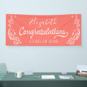 Coral Elegant Chic Afstuderen Class of 2019 Spandoek (Beurs)