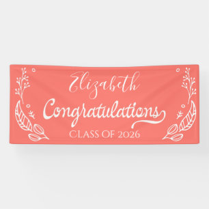 Coral Elegant Chic Afstuderen Class of 2019 Spandoek