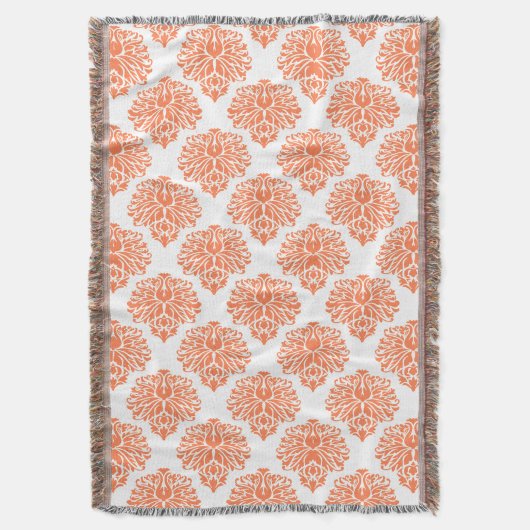 Coral Elegant Damask Deken (Voorkant Verticaal)