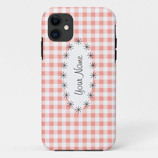 Coral En vichy Vérifier étoile ovale 'Nom coque ip (Dos)