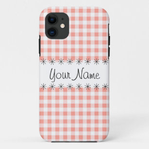 Coral En vichy Vérifier le coque iphone 'Nom'