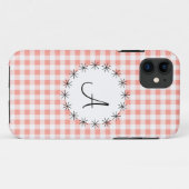 Coral En vichy vérifier 'Monogram' iPhone 5 coque (Dos (Horizontal))