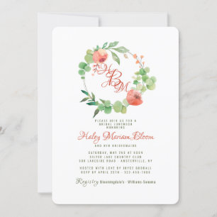 Coral Essence Bridal Luncheon Douche Invitation