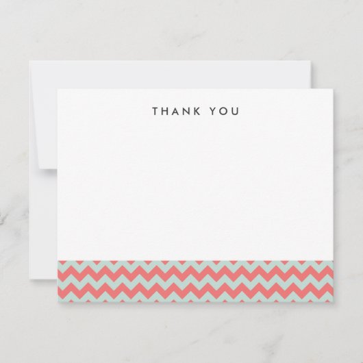 Coral et Mint Chevron Merci Cartes de notes (Devant)