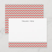Coral et Mint Chevron Merci Cartes de notes (Devant / Derrière)