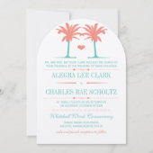 Coral et Neo Mint Beach Typographie Invitation (Devant)