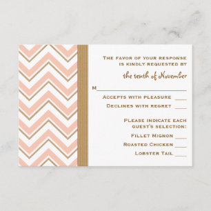 Coral et or Chevron Mariage RSVP cartes de réponse