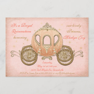 Coral Fairytale Princess Quinceanera Kaart