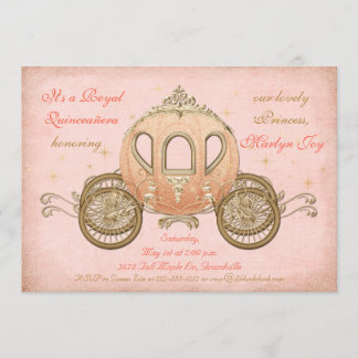Coral Fairytale Princess Quinceanera Kaart