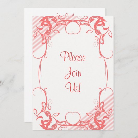 Coral Fancy Faire-part de mariage (Devant / Derrière)