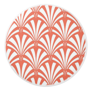 Coral Fizz en witte waaier Keramische Knop
