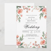 Coral Floral Arch Wedding Kaart (Voorkant / Achterkant)