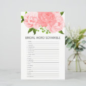 Coral Floral Fête des mariées Word Scramble Carte (Debout devant)