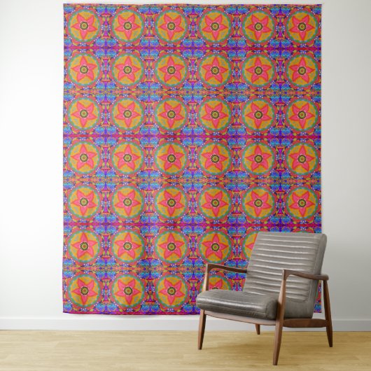 Coral Floral Pattern | Boho Style Wandkleed (In situ)