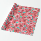 Coral Floral Pattern Cadeaupapier (Uitgerold)