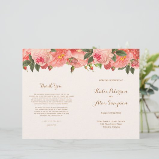 Coral Floral programmes de mariage (Debout devant)