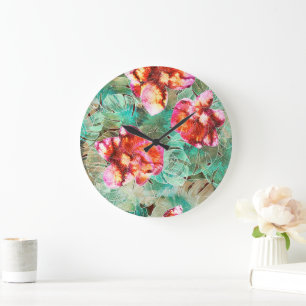 Coral Floral Teal - Boho Vintage Kussen Grote Klok