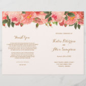 Coral Floral Wedding Programs (Voorkant)