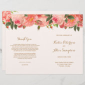 Coral Floral Wedding Programs (Voorkant / Achterkant)