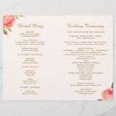 Coral Floral Wedding Programs (Achterkant)