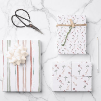 Coral Floral Wrapping Sheet | Set van 3 Inpakpapier Vel