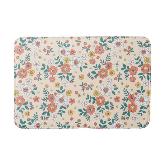 Coral Flower Garden Pattern Badmat (Voorkant)