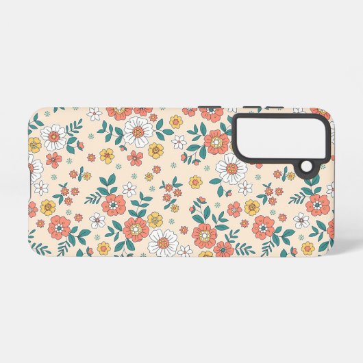 Coral Flower Garden Pattern Samsung Galaxy Hoesje (Achterkant horizontaal)