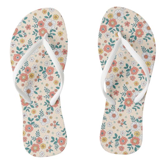 Coral Flower Garden Pattern Teenslippers (Voetbed)