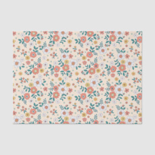 Coral Flower Garden Pattern Tissuepapier
