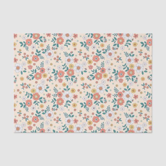 Coral Flower Garden Pattern Tissuepapier (Voorkant)