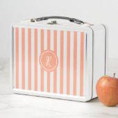 Coral French Beach Stripe Persoonlijk Monogram (In situ)