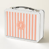 Coral French Beach Stripe Persoonlijk Monogram (Achterkant)