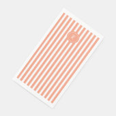 Coral French Beach Stripe Persoonlijk Monogram Servet (Hoek)