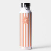 Coral French Beach Stripe Persoonlijk Monogram Waterfles (Links)
