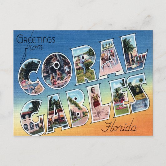 Coral Gables Florida Grote letter Briefkaart (Voorkant)