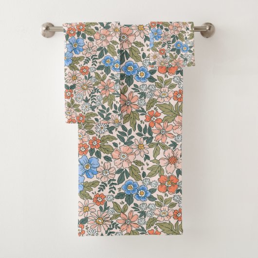 Coral Garden Flower Pattern Bad Handdoek (Insitu)