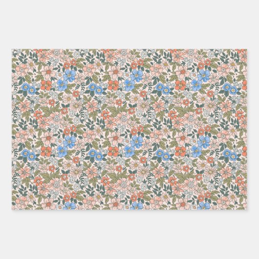 Coral Garden Flower Pattern Inpakpapier Vel (Voorkant)