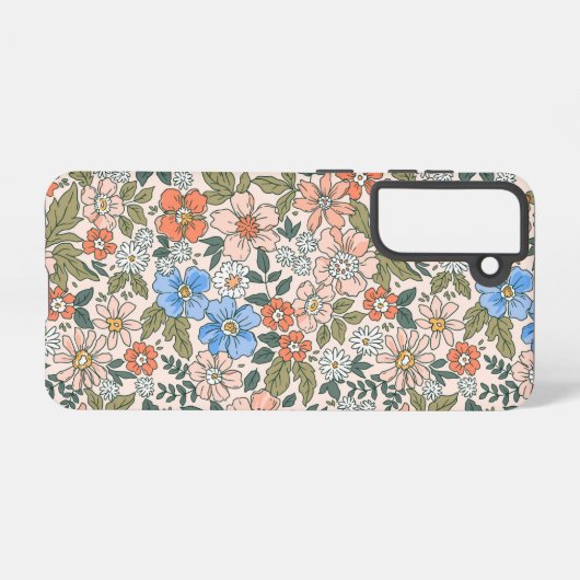 Coral Garden Flower Pattern Samsung Galaxy Hoesje (Achterkant horizontaal)