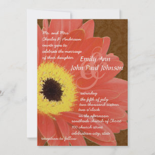 Coral Gerber Daisy Faire-part de mariage